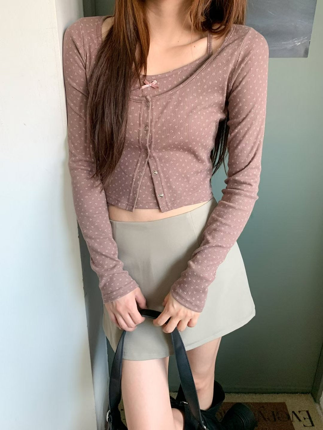 (Preorder) Floral dot cardigan set