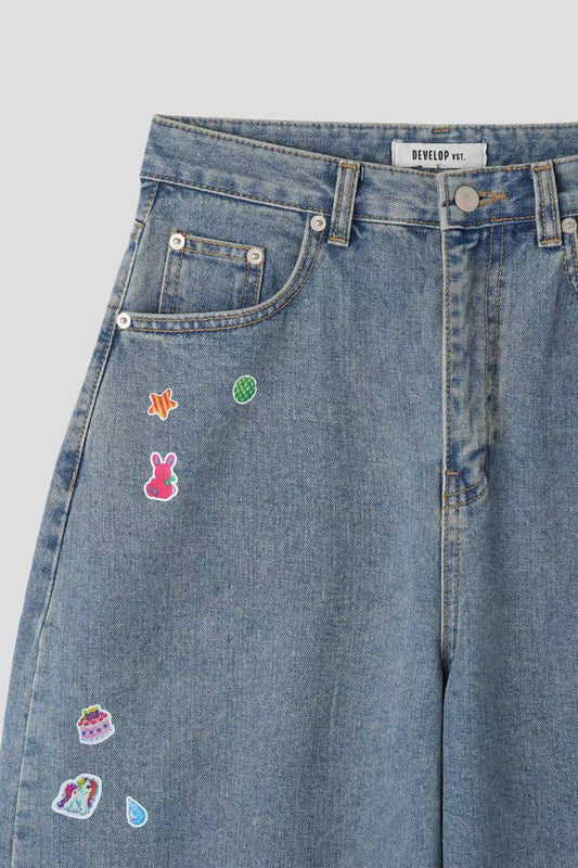 (Preorder) Cutie Sticker Wide Pants