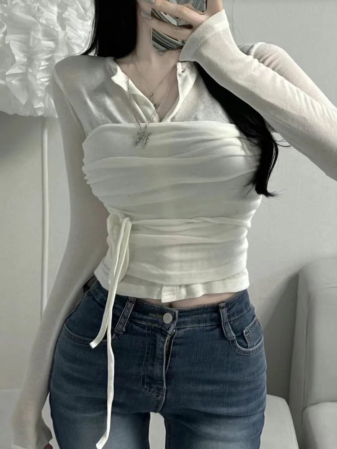 (Preorder) 2 Way Camisole Cardigan Layered Set