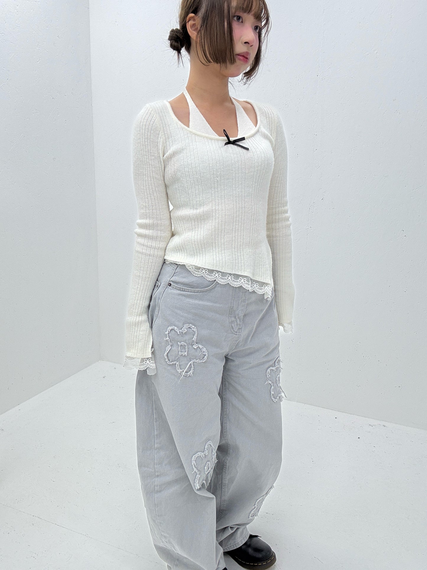 (Preorder) Halter Ribbon Lace Knit