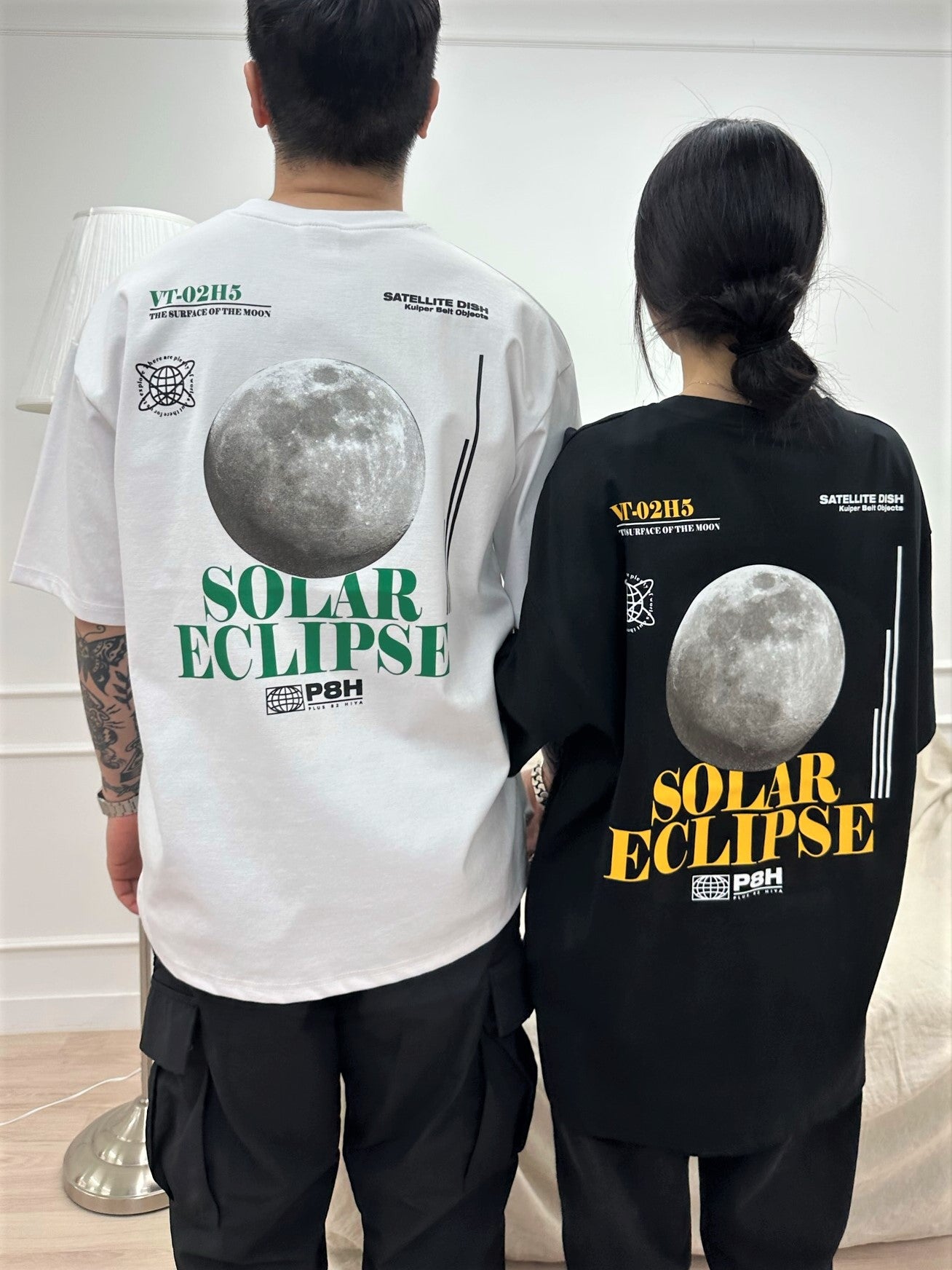 P8H Unisex Oversized Moon Graphic Short Sleeve T Shirt (Couple T Recommended!!)