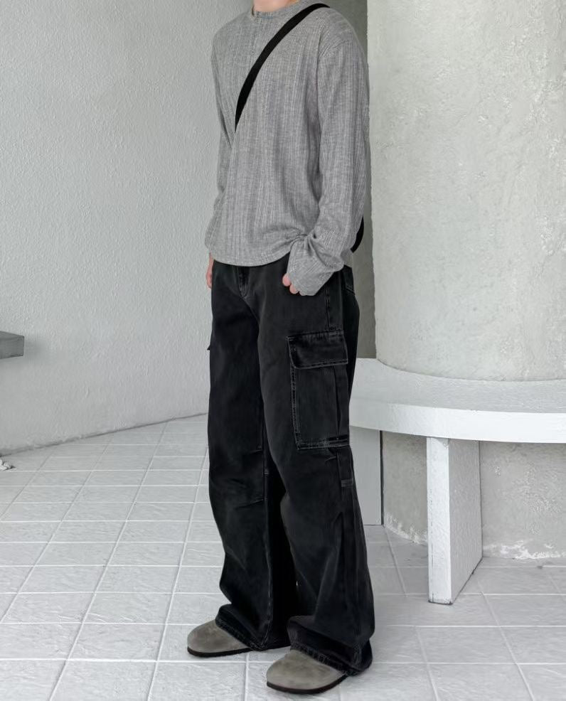(Preorder) Unisex Men Deep-dyed Parachute Cargo Jeans