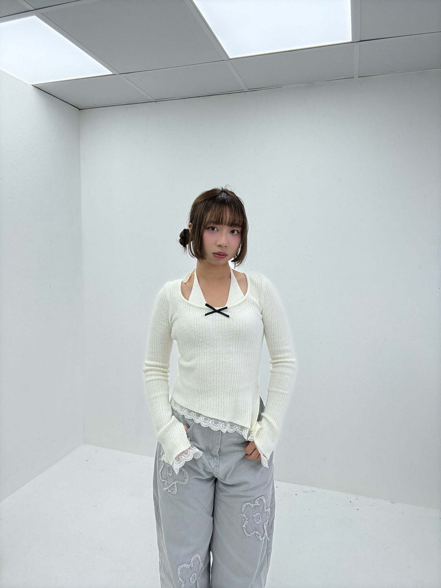 (Preorder) Halter Ribbon Lace Knit