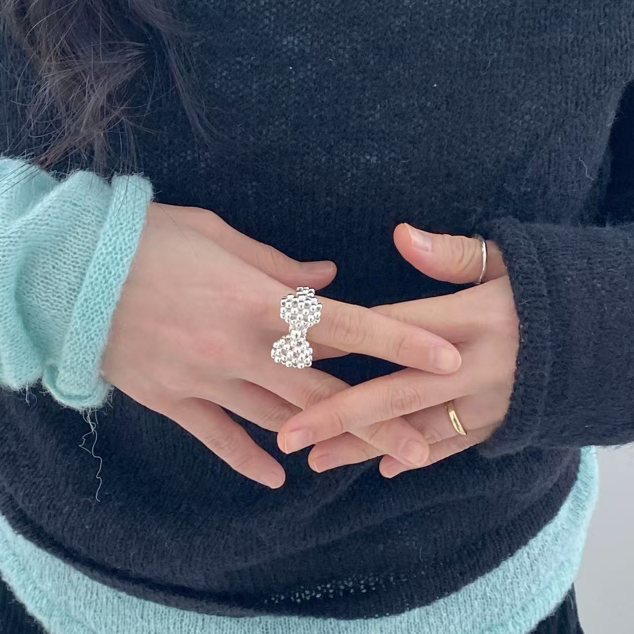 Ribbon Pearl Bead Ring