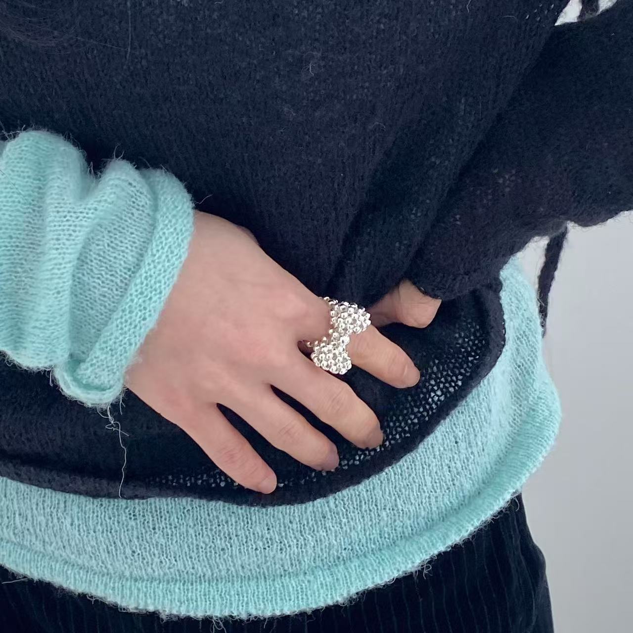 Ribbon Pearl Bead Ring