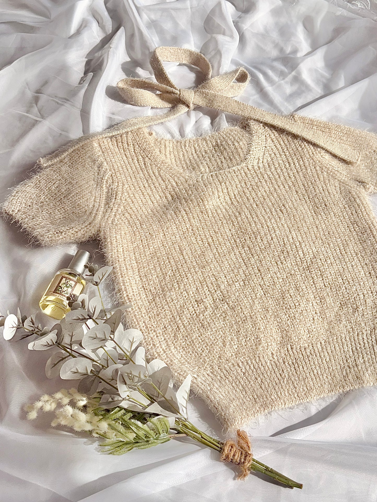 (4 Colours) Korean Chic Short Sleeve Knit Tie Set