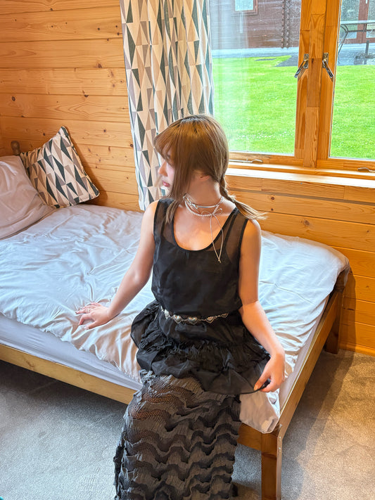 Sheer Boxy Fit Layering Camisole Frill Top (All season!)