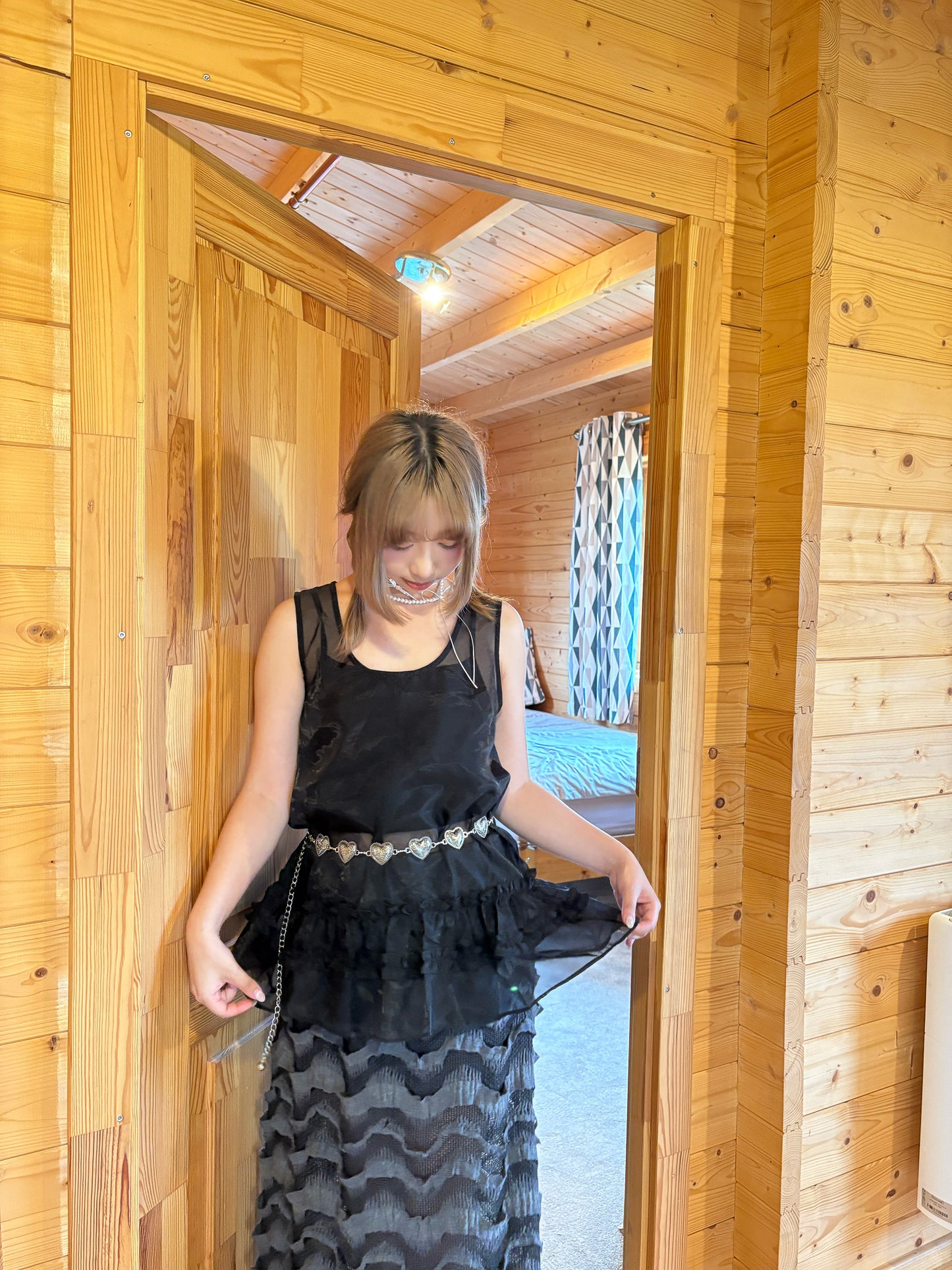 Sheer Boxy Fit Layering Camisole Frill Top (All season!)