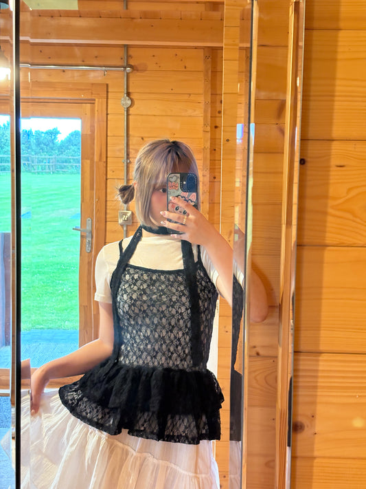 Lace Cancan Layering Scarf Tie Set (2 Colours)