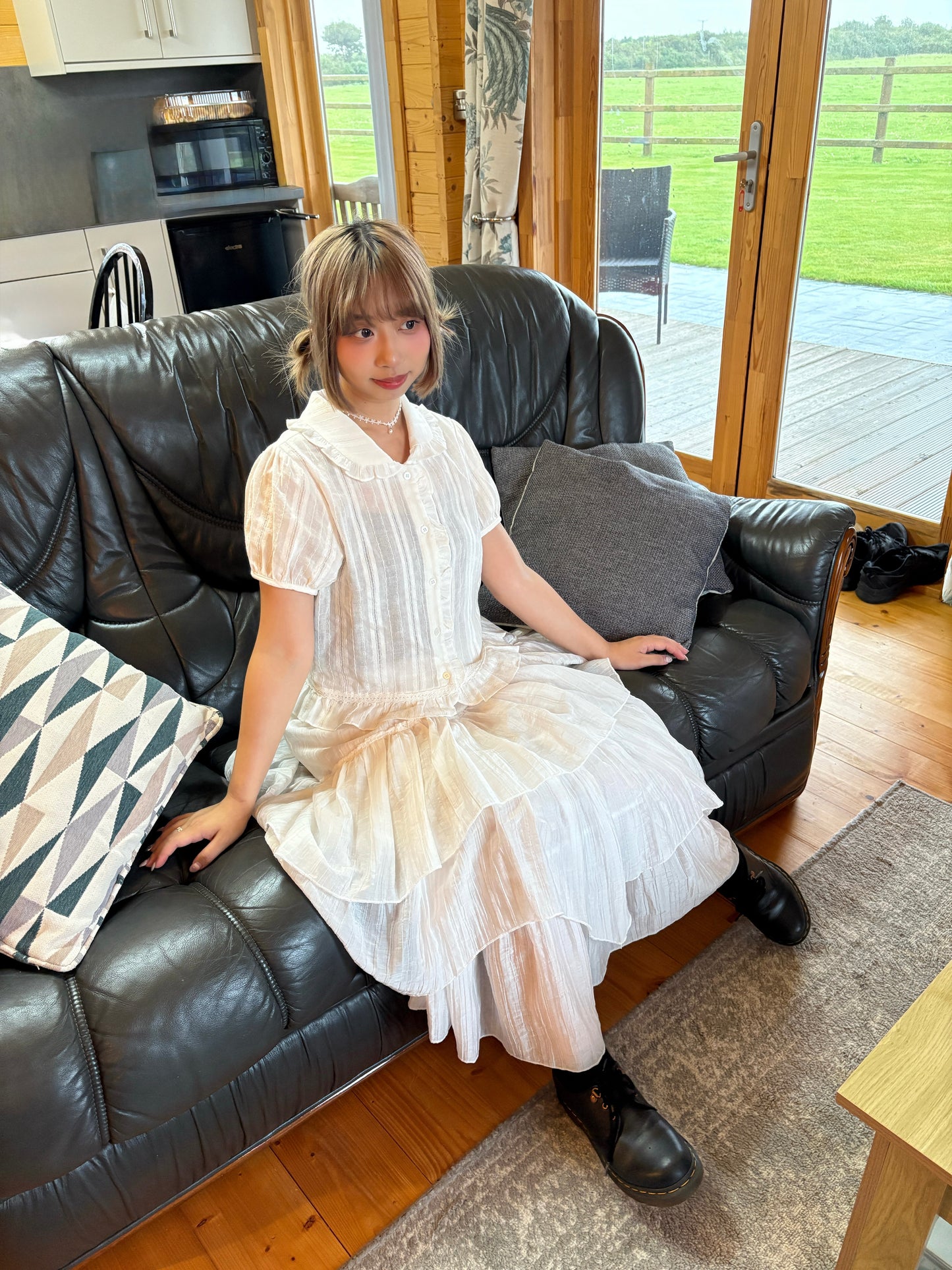 Luka Pleated Flare Skirt – Sheer Layered with Banded Waist (2 Colours)
