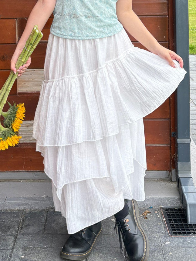 Luka Pleated Flare Skirt – Sheer Layered with Banded Waist (2 Colours)