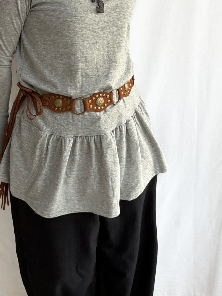 Soft Layered Long Sleeve Off-Shoulder Top (Grey)