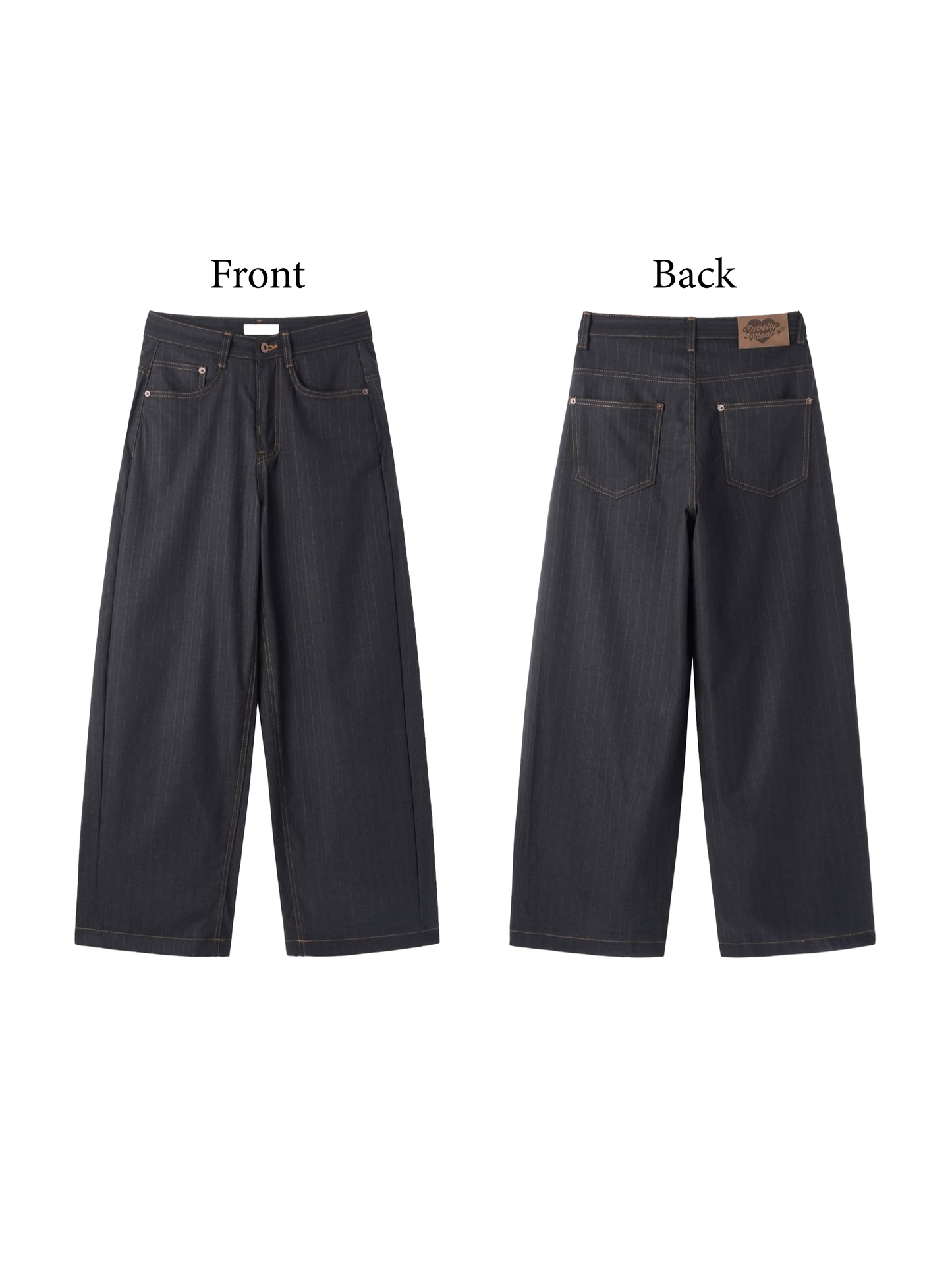 Wide Lightweight Denim Stripe Slacks (All Season)