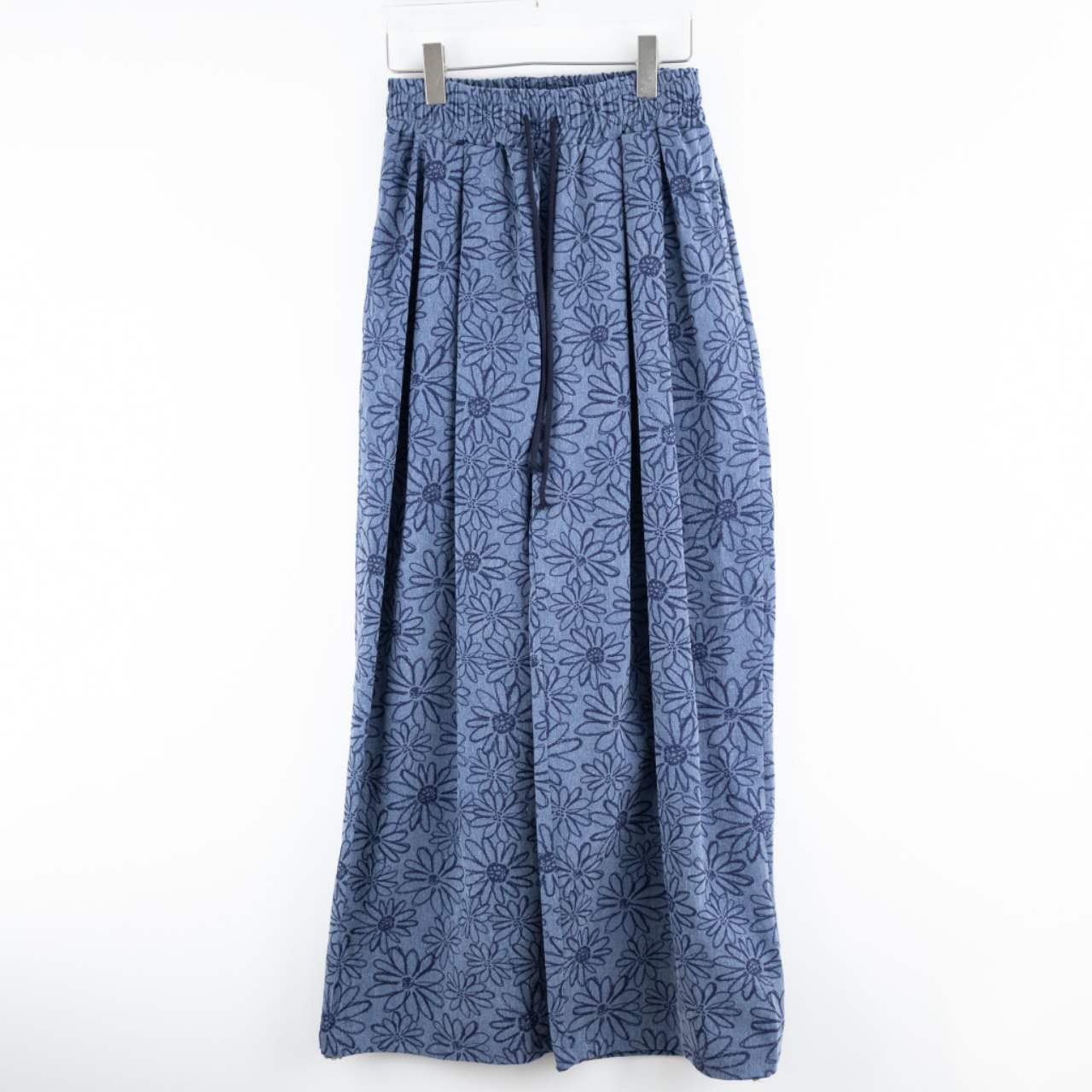 (Preorder) Floral pigment print loose-fit cotton one size pants