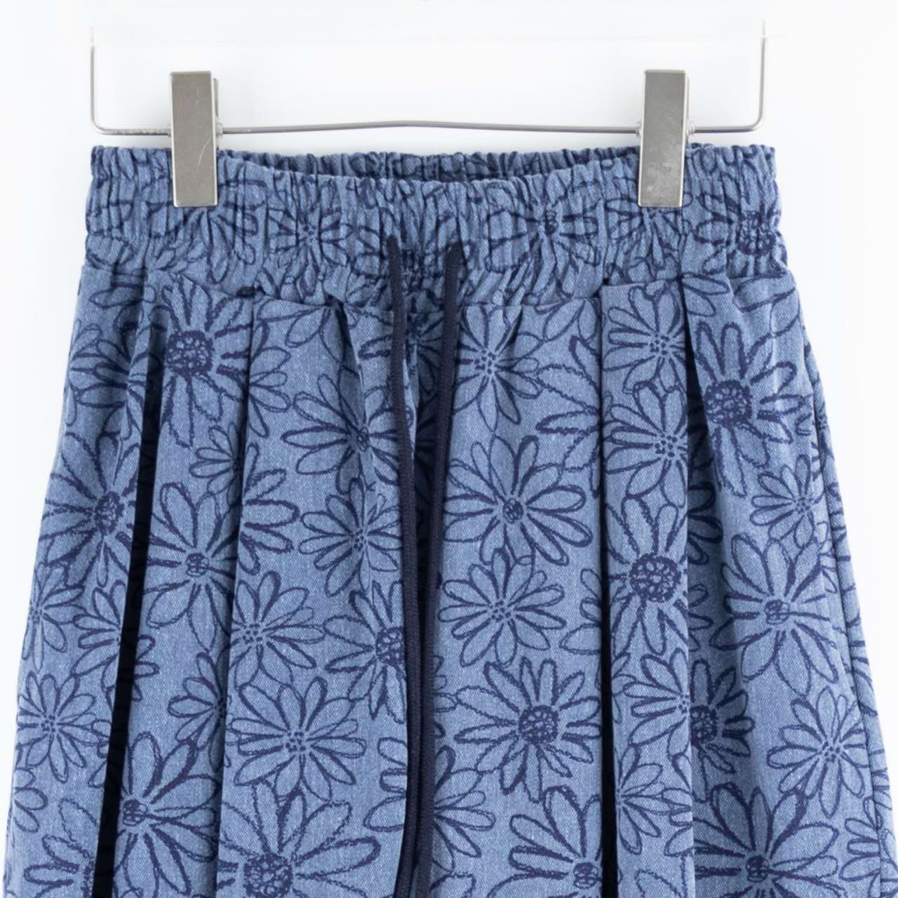 Unisex Floral pigment print loose-fit cotton one size pants