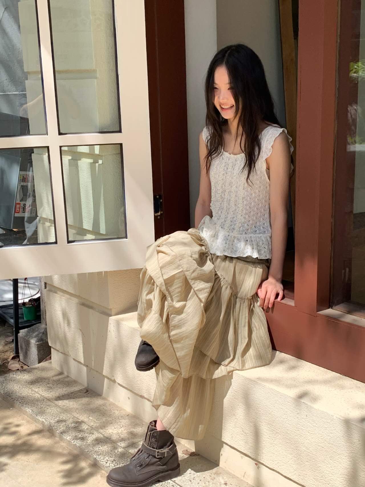 Luka Pleated Flare Skirt – Sheer Layered with Banded Waist (2 Colours)