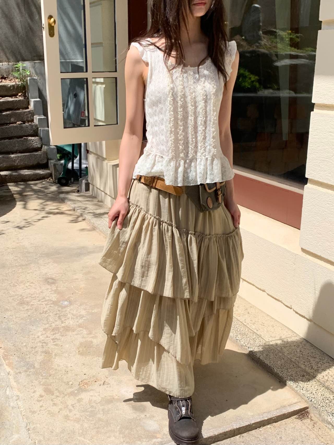 Luka Pleated Flare Skirt – Sheer Layered with Banded Waist (2 Colours)