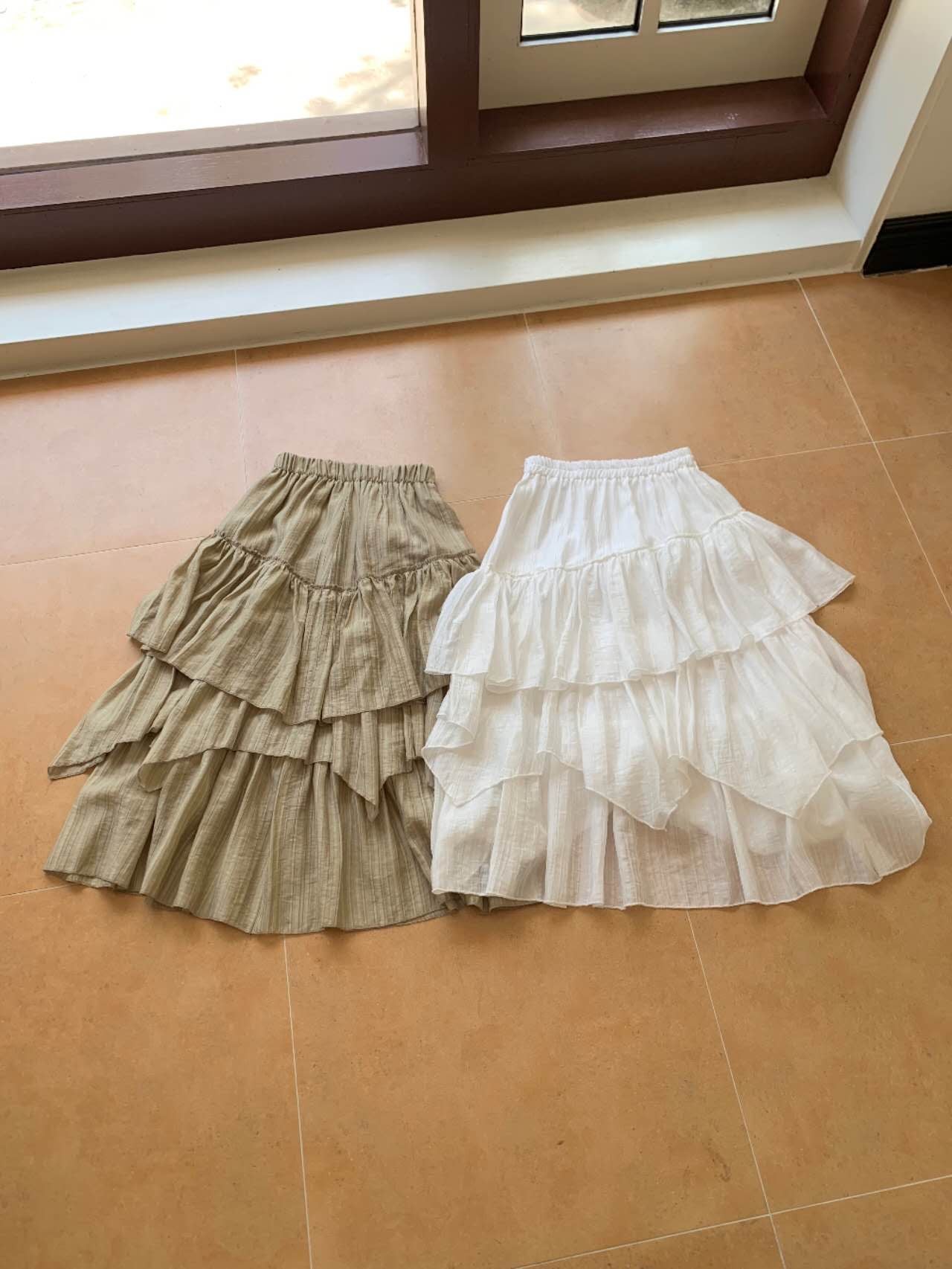 Luka Pleated Flare Skirt – Sheer Layered with Banded Waist (2 Colours)