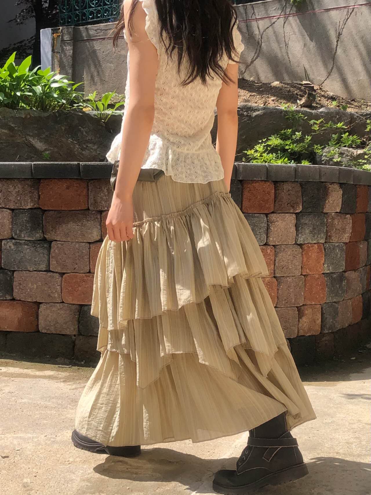 Luka Pleated Flare Skirt – Sheer Layered with Banded Waist (2 Colours)