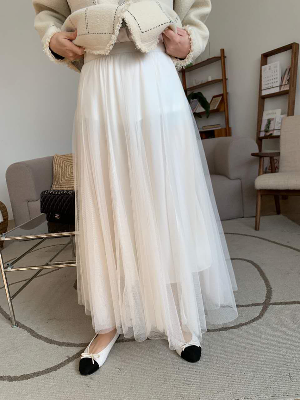 Two-piece chiffon skirt  (Grey/Black)