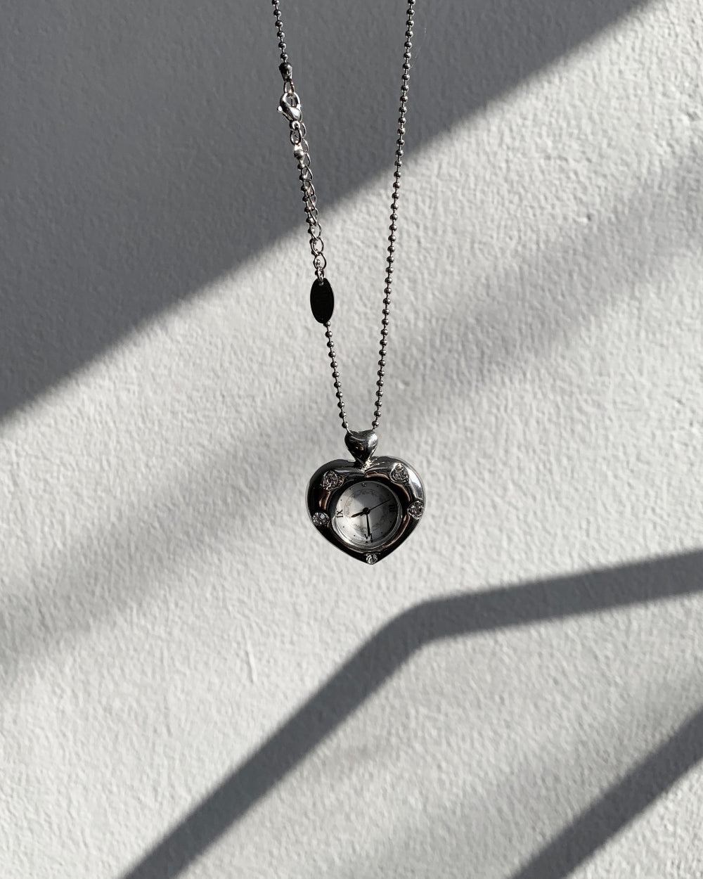 [Grumpy Stuff] Twinkle Heart Clock Long Necklace