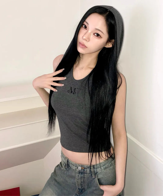 Brand Week Sale -07.13 [Mucent] Hika Hooded Cropped Back Slit Sleeveless (2 Colors)