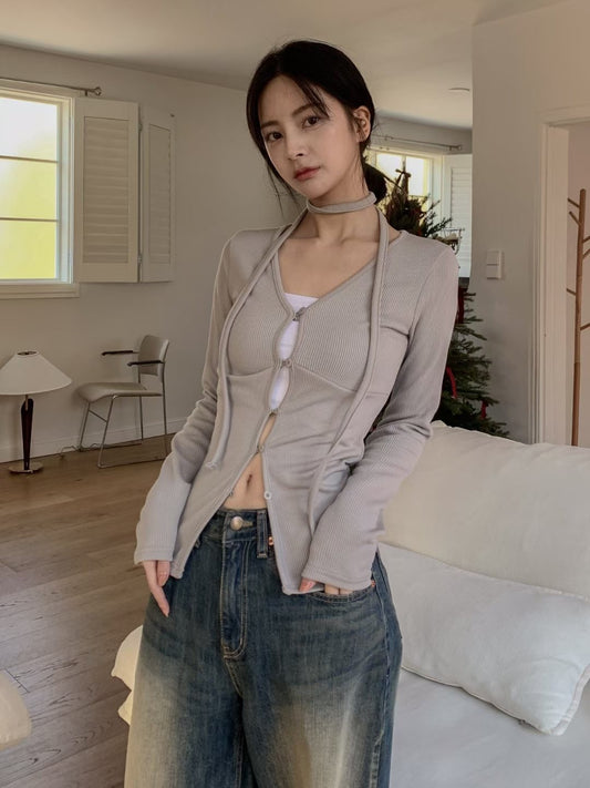 (DEC NEW) Cardigan with Scarf Set