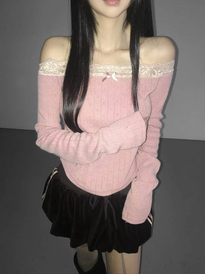 (BF NEW IN) Knit Punching Lace Tee