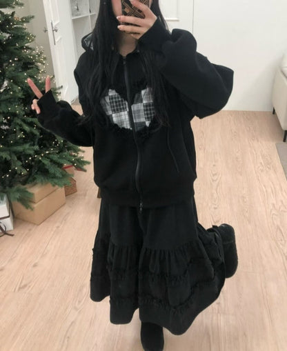 Heart Hoodie Zip Up Jacket