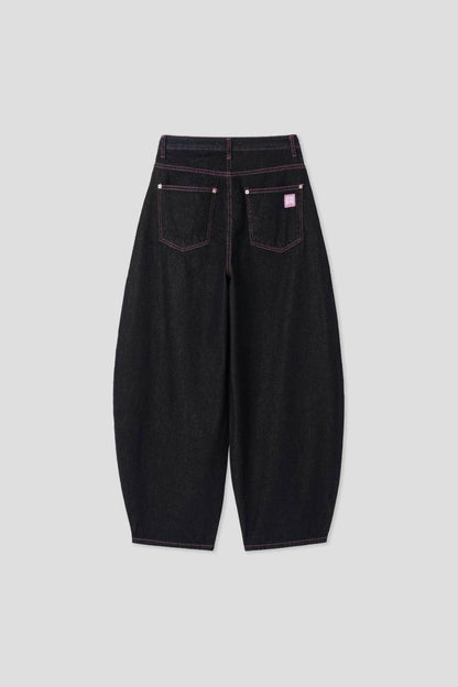 (Preorder) Pink threads Wide Denim Ribbon Balloon Jeans