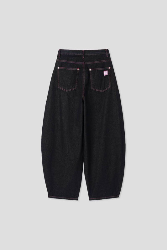 (Preorder) Pink threads Wide Denim Ribbon Balloon Jeans