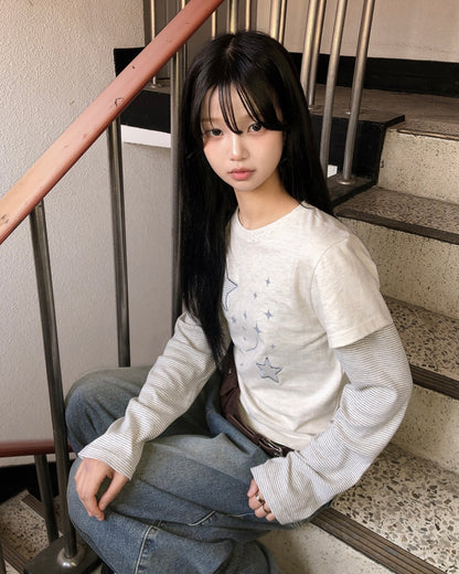 Nightstar layered long sleeve tee