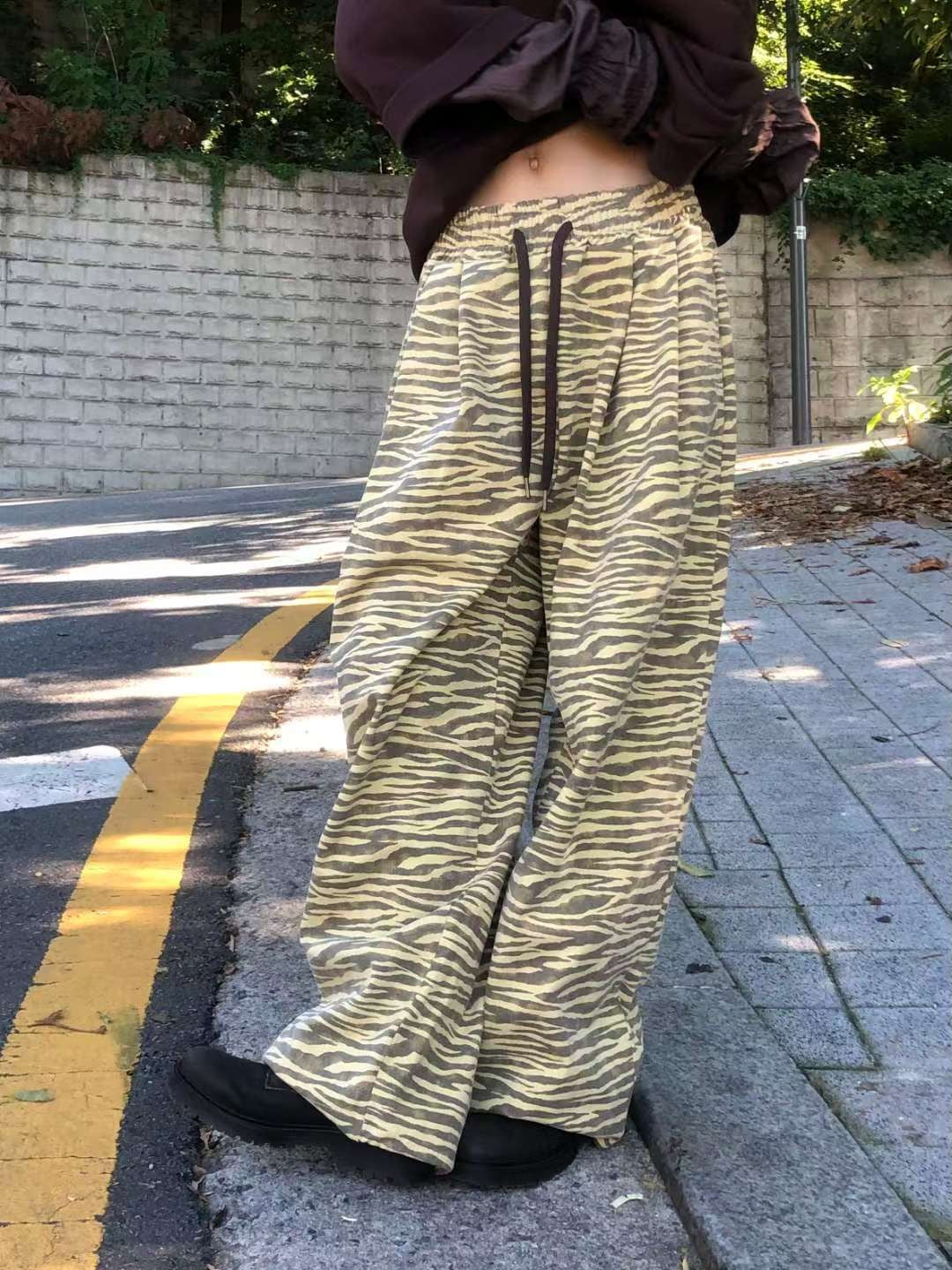 (Preorder) Grade pants cotton washed zebra pigment banding loose fit pintuck
