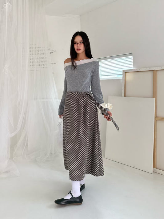 (Preorder) A-Line Check Button Skirt