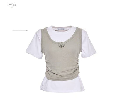 High End Vintage Rose Double Layer Top (3Colours)