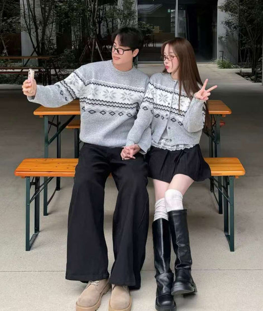 (CP LOOK) Snow Flower Knit Cardigan