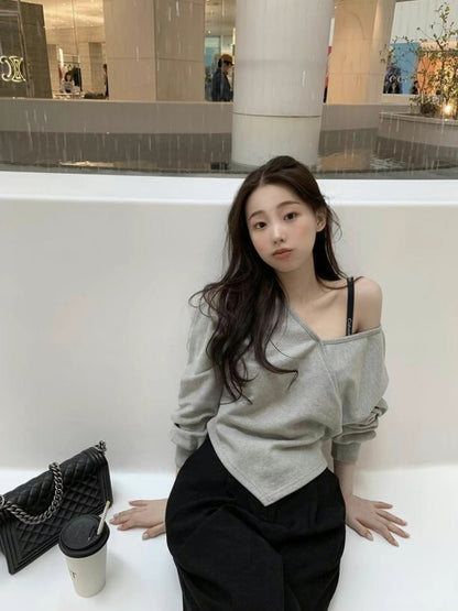 Off shoulder 3 way sweatshirt (Grey)