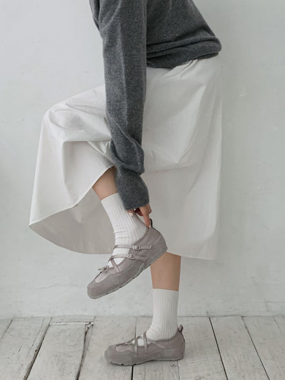 Fringe Ribbon Sneakers (Grey)