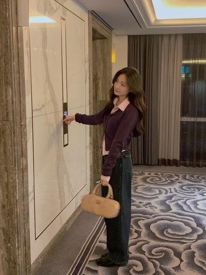 Spring Candy Round Neck Basic Mohair Cardigan