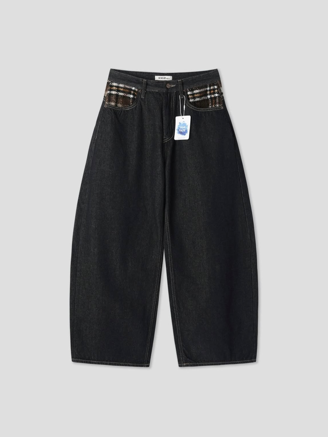 (DEC NEW) Winter Denim Check Wool Balloon Pants