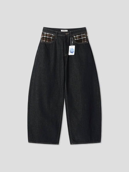 (DEC NEW) Winter Denim Check Wool Balloon Pants