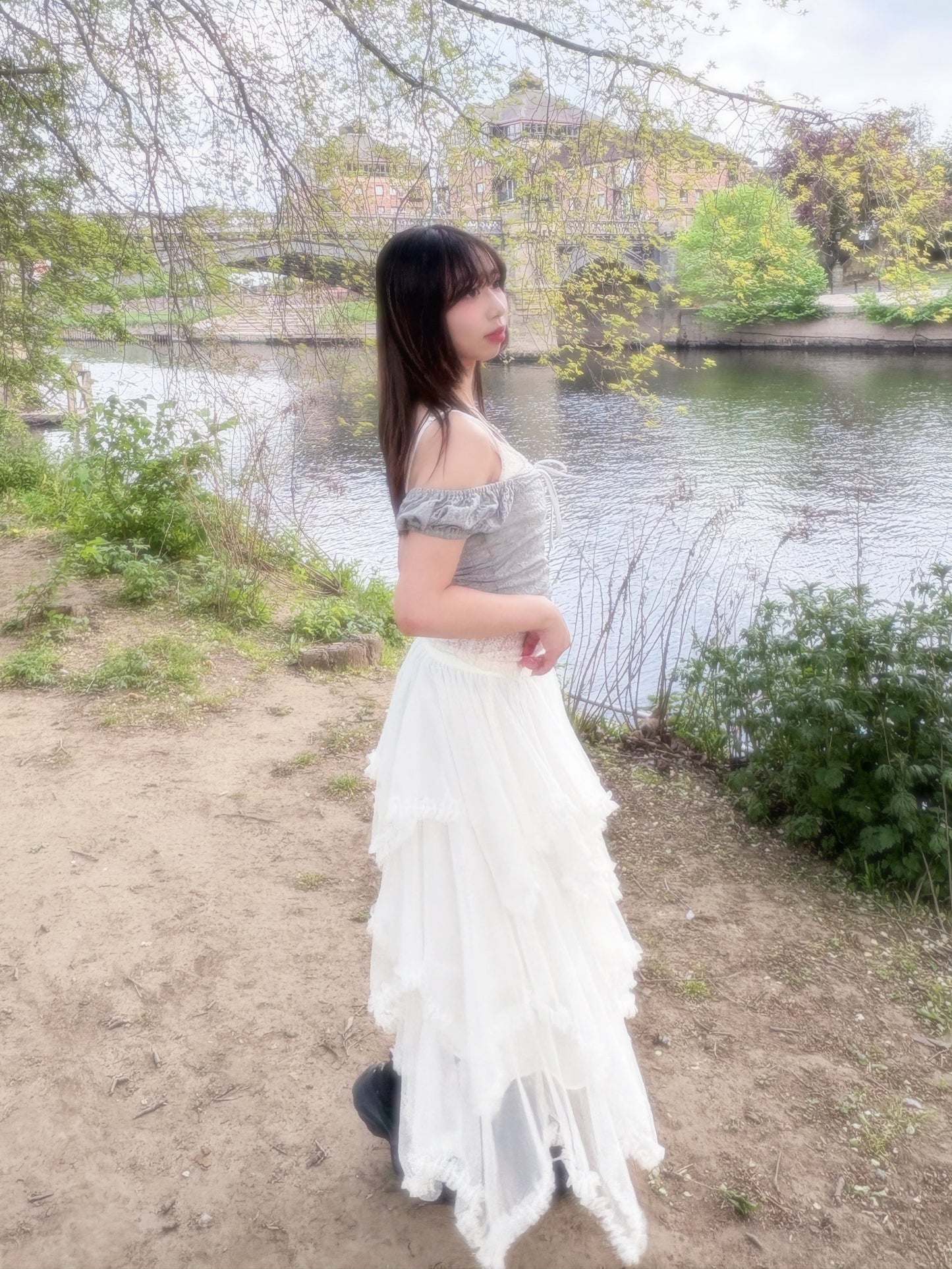 Lace Chiffon Unique Long Skirt (2 Colours)