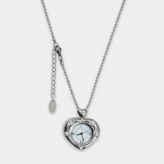 [Grumpy Stuff] Twinkle Heart Clock Long Necklace