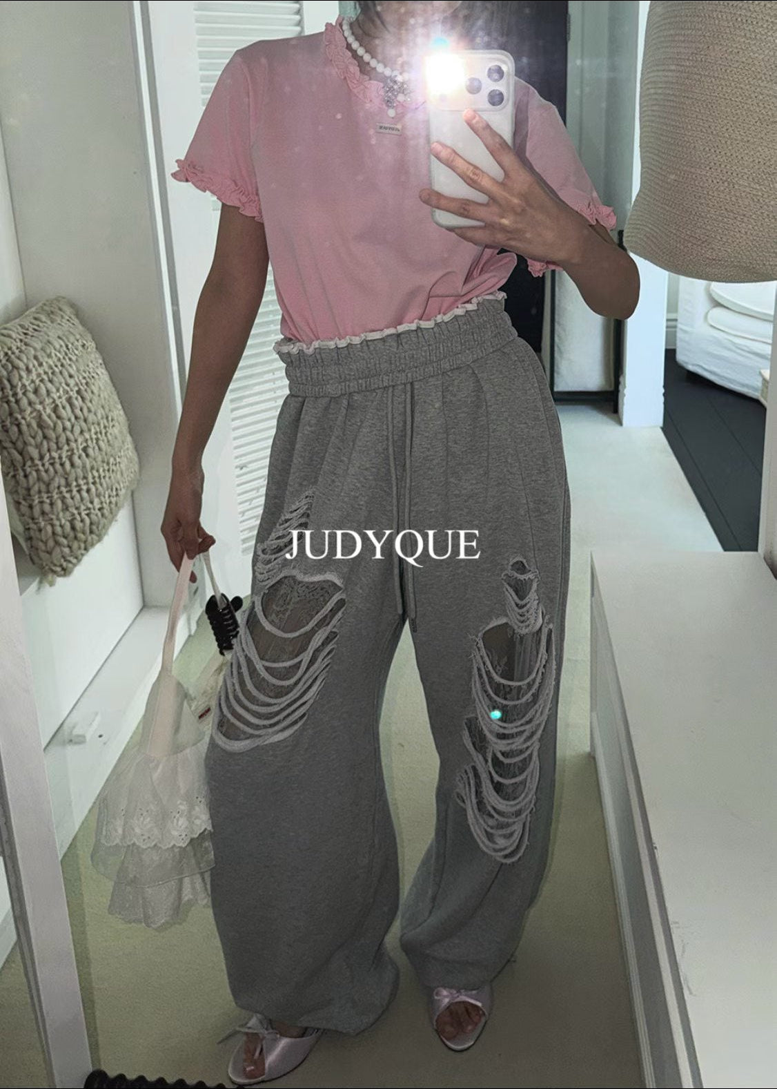 High End Damaged Lace Wide Fit Jogger Pants (3 Colours)