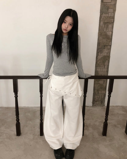 Wide Straight Scarf Pants