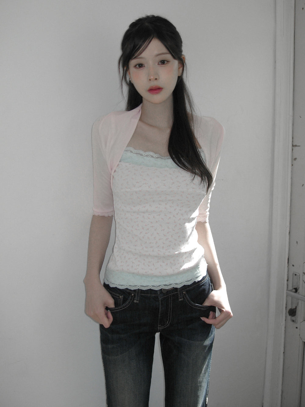 [Zanne] Brand Made Musel Sleeveless Bolero Cardigan Set (3Colours)
