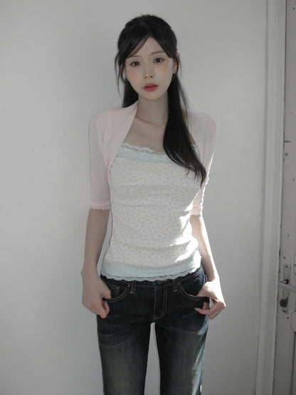 [Zanne] Brand Made Musel Sleeveless Bolero Cardigan Set (3Colours)