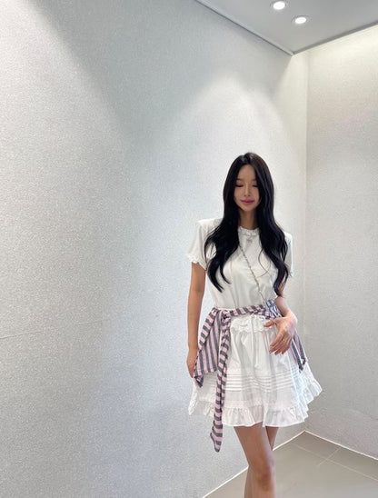 High End Coquette Ruffle Layered Floral Skirt