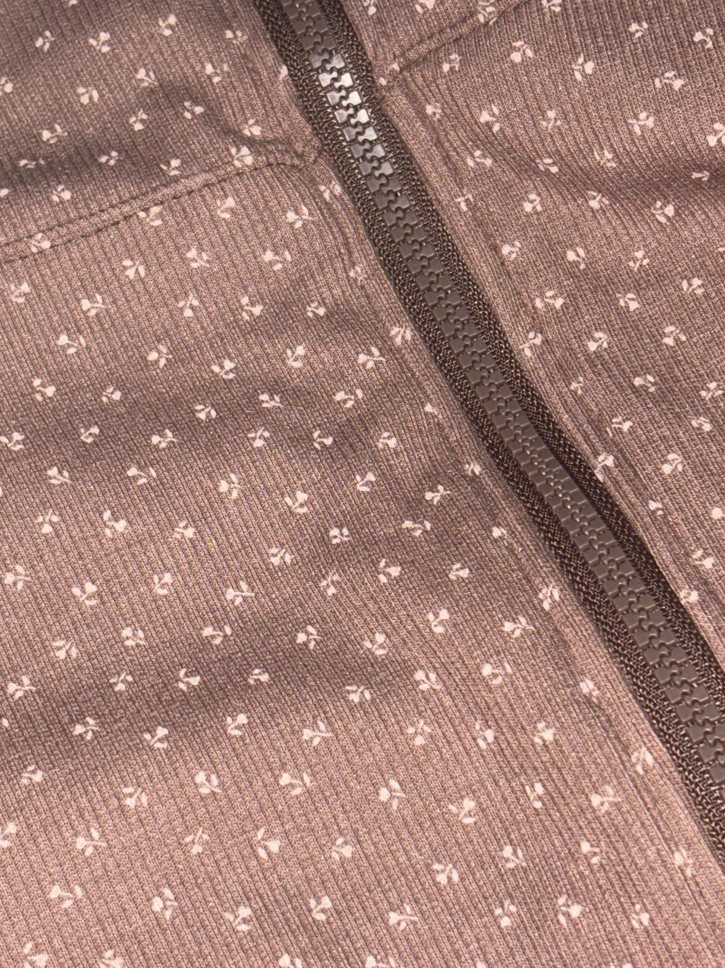 Floral Pattern Hooded Two Way Zip-up Jacket (Brown)