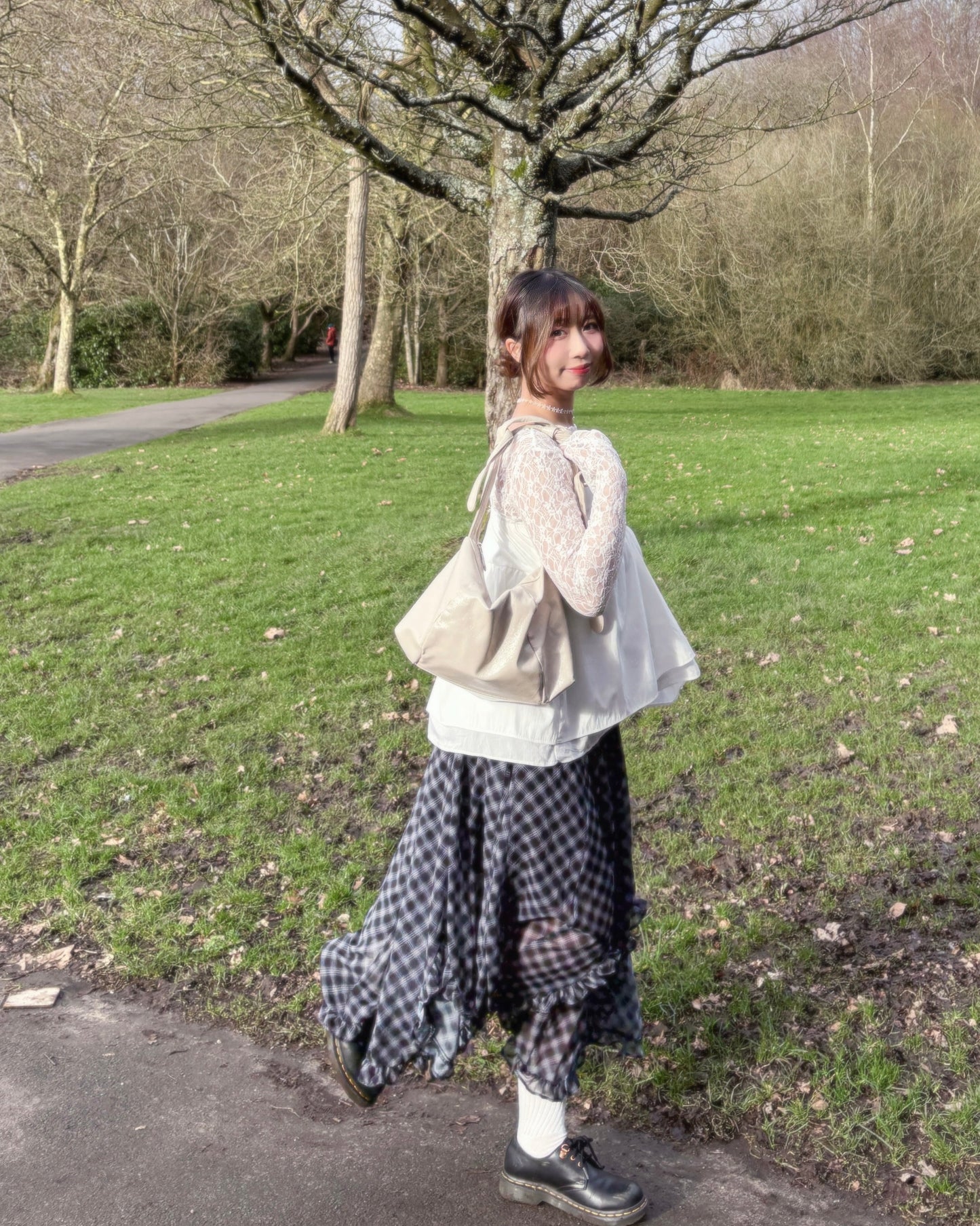 High End Chiffon Check Cross Layered Cancan Skirt